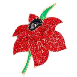 Festive & Party Supplies Alloy Red Rhinestone Brooch Pins Retro Poppy Flower Brooches Gold Plating UK Remembrance Sunday Gifts Breastpin