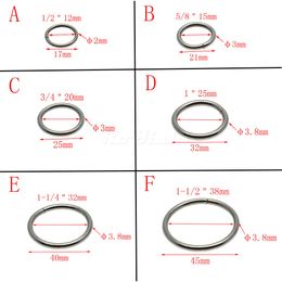 50pcs/lot Black Gun O rings Metal Non Welded Nickel Plated Collars Round Loops Belt Buckle Package Accessorie 12mm-38mm