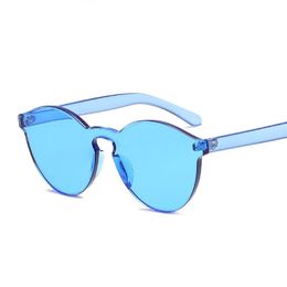 Lüks-kadın güneş gözlüğü şeker renk kişilik eğilim HD güneş gözlükleri çerçevesiz şeffaf Gözlüğü gözlük UV400