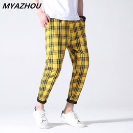 plaid pants men 2019 summer thin section casual pants men's large size trend loose feet harem men's casual sports trousers