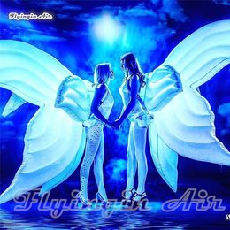 Stage Performance Walking Inflatable Butterfly Wing 2m Lighting Blow Up Wing Costume Led Light For Parade Night Party Decoration