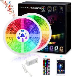 5050RGB Wifi Controller LED Strip light 5M 30led/m Neon Flexible Tape Ribbon Strip + Bluetooth Music Control + 12V Power Adapter