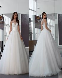 Elegant Wedding Dresses High-neck Long Sleeve Sheer Ruched Tulle Bridal Gown Illusion Appliqued Lace Beaded Sweep Train Robes De Mariée