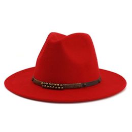 Fashion-Lady Winter Autumn Wide Brim Hats Jazz Church Panama Sombrero Cap High-Q Gentleman Wool Felt Jazz Fedora Hats