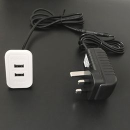 Rectangular Dual Charging USB2.0 Ports Embedded for Furniture Desktop Double USB Outlet Extension Cable Mounted in Sofa Surface-Mounting Hub