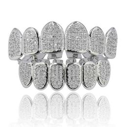Gold and Silver Vampire Fangs Single Tooth Grill with Diamond Braces - Hip Hop Dental hip hop jewelry for Women and Men