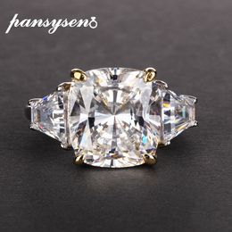 PANSYSEN Exquisite Created Moissanite Rings for Women Real Sterling Sier Wedding Engagement Jewelry Ring Wholesale Gifts Y200321