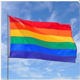 New 90*150 cm Rainbow Flag Polyester Material LGBT Polyester Colour Decorative Rainbow Flag Garden Flag T3I5074