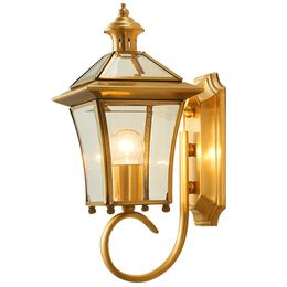 All copper outdoor wall lamps waterproof balcony lamp modern garden lamp villa aisle corridor lamp outdoor garden wall light