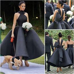 Ball Gown High Neck Ball Gown Dark Sliver Short Bridesmaid Dresses Tea Length Backless Different Styles Same Color 2019 Sweet 15 Dresses