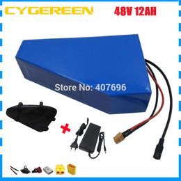 48V Lithium battery 48V 12AH battery pack 48V 12.5AH Triangle ebike battery use 2500mah 18650 cell 15A BMS 2A Charger with bag