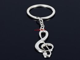 200PCS Silver Plated Musical Note Music Symbol Key chain For Men Women Trinket Wedding Favor Gifts