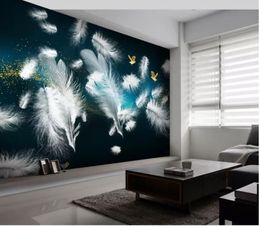 custom photo wallpaper minimalist dreamy feather bird background wall decorative painting