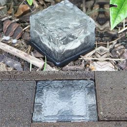 Glass Brick Paver Garden Lamps 4 LED, Waterproof Ice Cube Solar light for Outdoor Path Road Square Yard, Warm White Solars yard lights USASTAR