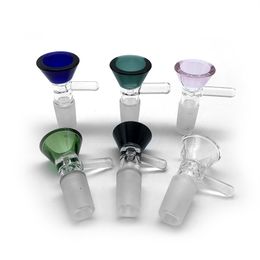 DHL FREE!!14mm 18mm Male Thick Glass Bong Slides Bowl With Handle Funnel Hourglass Smoking For Glass Water Bongs bongs smoking bowls