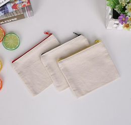 500pcs Blank canvas zipper Pencil cases pen pouches cotton cosmetic Bags makeup bags Mobile phone clutch bag organizer SN2025