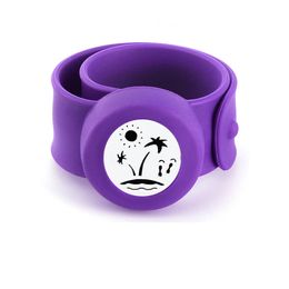 Palm tree Charm Bracelet Kid Silicone Slap Bracelets Essential Oils Diffuser Wristband Anti-Mosquito Bracelets For Kids PB116