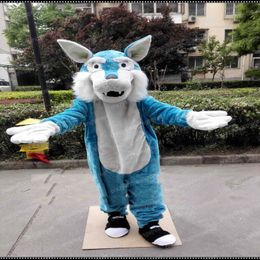 Halloween blue wolf Mascot Costume Cartoon Husky dog Anime theme character Christmas Carnival Party Fancy Costumes Adult Outfit