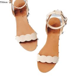 Rontic New Fashion Women Gladiator Sandals Comfort Flat With Sandals Open Toe Concise Beige Dress Shoes Women US Plus Size 5-15