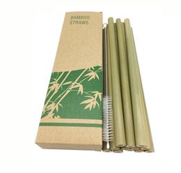 Bamboo Drinking Straws Bamboo Straws Reusable Drink Straw with Cleaner Brush in Paper Box