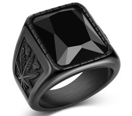 Men Hiphop Ring 316L Stainless Steel Black/Red Stone Ring Rock Fashion Male Jewellery