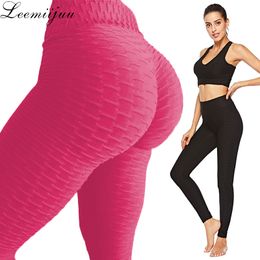 LEEMIIJUU Sport Leggings Women Gym High Waist Push Up Yoga Pants Jacquard Fitness Legging Running Trousers Woman Tight Sport Pan