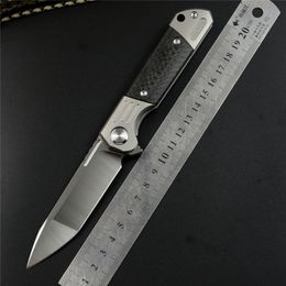 TwoSun d2 lama pieghevole Coltello tascabile coltelli tattici coltelli da caccia Titanio fibra di carbonio flipper strumento esterno per collezioni regalo TS49