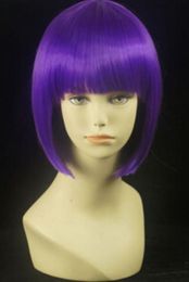 WIG Free Shipping Short Straight Synthetic Purple Cosplay Hair Sathura Holiday's Party Wig