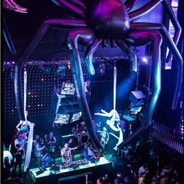 2.5m High Black Inflatable Spider with LED light for Outdoor Halloween Concert nightclub Stage Decoration