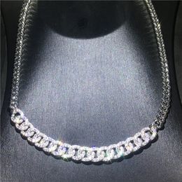 Vecalon Hiphop Halskette Weiß Gold gefüllt Micro Pave CZ Party Hochzeitsanhänger mit Halskette für Frauen Männer Schmuck