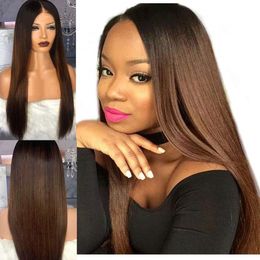 1B/30 Ombre Two Tone Lace Front Human Hair Wigs Baby Hair Around Long Silky Straight Remy Brazilian Blonde Full Lace Wig Bleached Knots