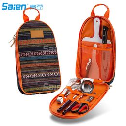 Camp Kitchen Utensil Organiser Travel Set Portable BBQ Camping Cookware Utensils Travels Kit Water Resistant Case|Cutting Board|Rice Paddle