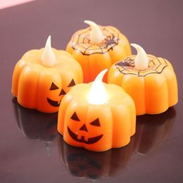 2019 New Pumpkin Electric Candle Light Halloween Party Decoration Mini Candle Lantern Warm White Halloween Home Decoration DBC VT0546