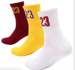 Men's tube digital basketball socks 23rd cotton sports socks sweat-absorbent anti-skid shock terry socks