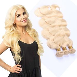 Peruvian Human Hair Extensios Remy Hair Products 613# Body Wave Virgin Hair Bundles 3 Pieces One Set 613 Blonde Colour Body Wave