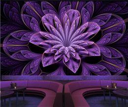 Purple flowers KTV background wall wallpaper for walls 3 d for living room