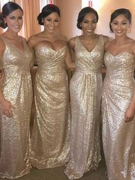 Mix And Match Champagne Country Sequins Bridesmaid Dresses Sweetheart Floor Length Long Prom Dress south africa Cheap maid of honor dresses