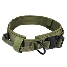 1 PC Adjustable Nylon Collar Tactical CollarVest HuskyFor Dog Training Heavy Duty Metal Buckle With Control Handle Y200515