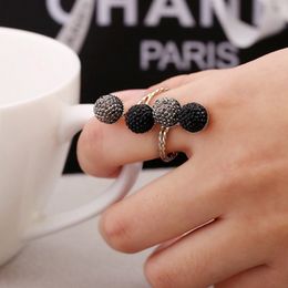 Simple Women Designer Band Rings Resin Diamond Alloy Peas Joint Finger Ring Vintage Free Size Gold And Silver 12pcs/lot