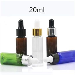 10ml/15ml/20ml Amber Blue PET Bottles With Glass Dropper Empty Refillable Dropper Bottle Essential Oil Bottle