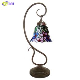 glass orchids UK - FUMAT Stained Glass Table Lamp Creative Art Glass Orchid Shade Lamp Living Room Bedside Lamps Book Store Bar LED Table Lights