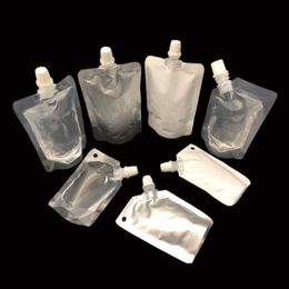 50ml Stand Up Drinking Package Transparent Pout Bag White Doypack Spout Pouch Bags For Beverage Milk QW8768