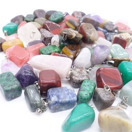 Bulk Natural crystal stone pendant For necklace Jewellery Making Mix Hexagonal prism Bullet Point Cross Heart Drip Quartz agate charm