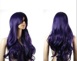 Wig Dark Purple Long Wavy Cos Synthetic Gorgeous Hair Wig