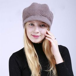 Fashion-Fashion Knitted Baseball Hat Women Winter Warm Beanies Hats Outdoor TrCrochet Ski Cap Christmas Party Caps T9C00160