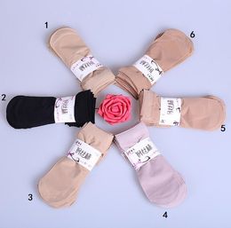 summer sexy ultrathin transparent crystal silk socks for women high elastic black nylon short socks female invisible socks