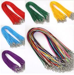 10 Pcs/lot 2 mm Real Leather Handmade Adjustable Braided Rope Necklaces Pendant Charms Findings Lobster Clasp String Cord