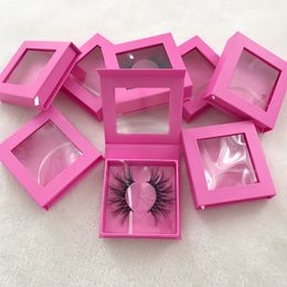 Long Dramatic 5D 25mm Eyelashes Custom Packaging Pink Square Box Thick Cross Mink False Eye Lashes