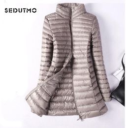 SEDUTMO Winter Plus Size 4XL Womens Down Jackets Ultra Light Duck Down Doat Long Puffer Jacket Slim Black Parkas ED037 LY191129