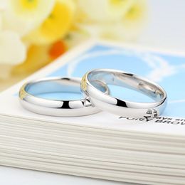 1PCS Ring 925 Couple Ring Silver Trendy Jewellery Simple Smooth Lovers Wedding Set 925 Sterling Silver Rings for Women Men Jewellery